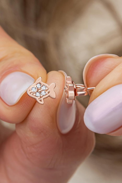 Heliophilia Silver Pendientes de Plata de Ley 925 con Baño de Oro Rosa y Circón